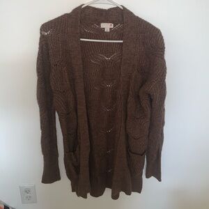 Brown open weaved cardigan